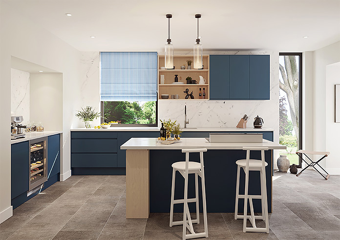 Lace Stripes, Vintage Blue - Roman Blind - Image 8